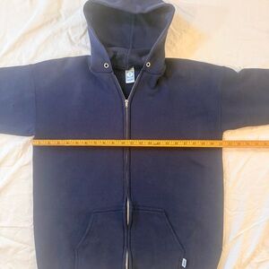 70s vintage tubular single stitching Classic Navy Full-Zip Hooded Sweatshirt YKK